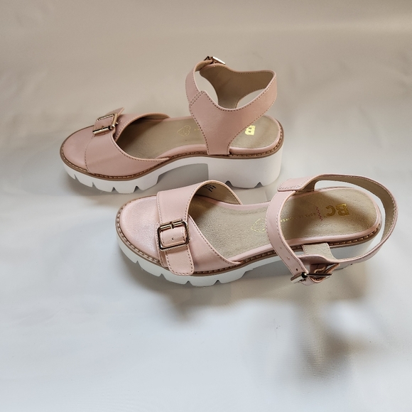 BC Footwear Blush So Famous Sandals Pink Vegan Leather Chunky Size 7.5 - Picture 9 of 15
